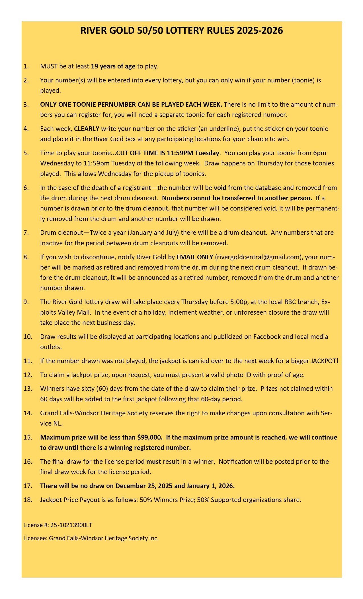 Lottery rules 25-26